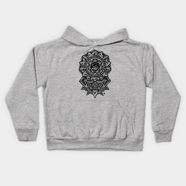 Eye of God Sacred Geometry Mandala Kids Hoodie by Roberto Jaras Lira